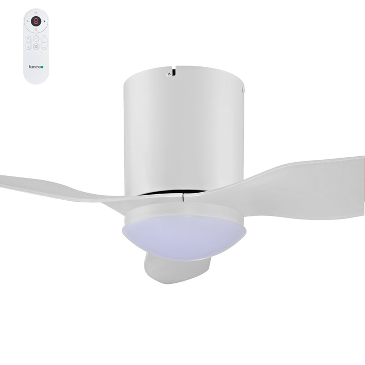 Fanco Smart Studio 42" (1066mm) Low Profile ABS Blade DC Ceiling Fan With 18W Dimmable CCT LED Light & Remote | White