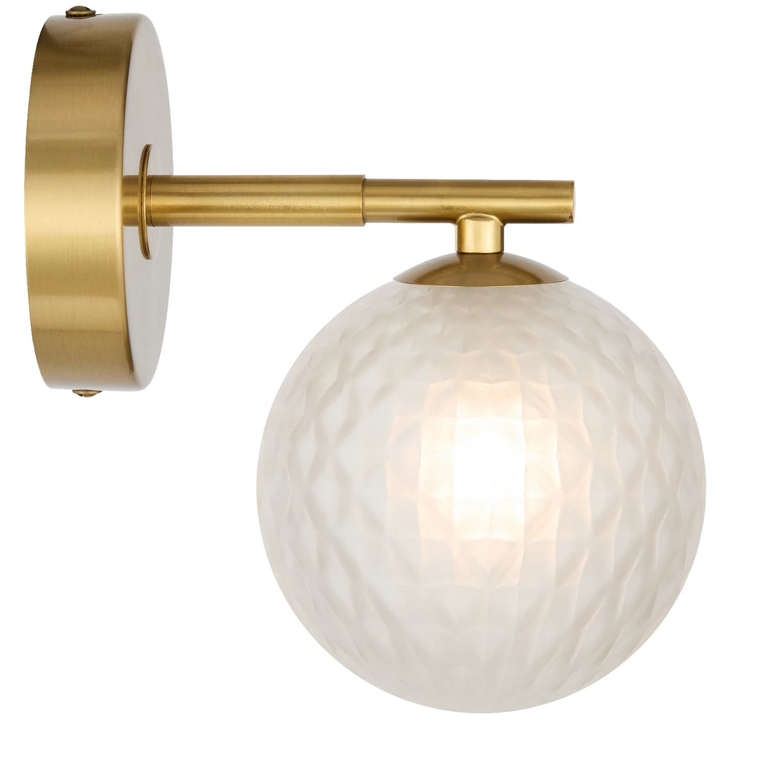 Telbix Felton Antique Gold 1 Light Wall Light | Frost Tear