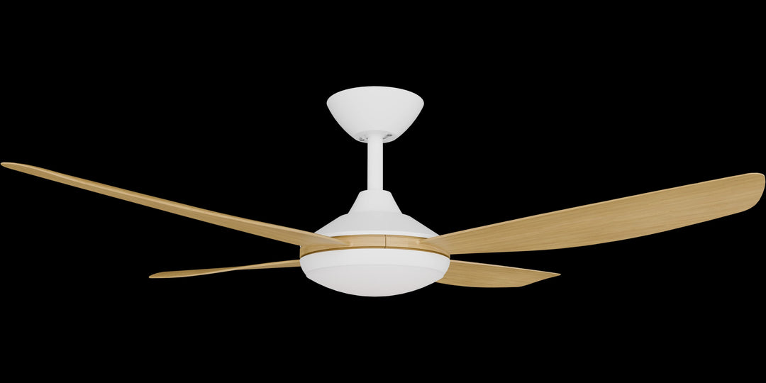 Calibo Vanga 48" DC Smart Ceiling Fan with LED Light and Remote Control | White and Bamboo