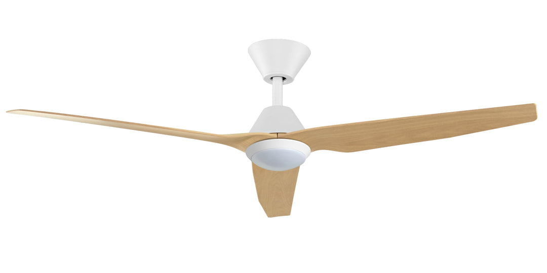 Fanco Infinity-iD 54" Smart DC Ceiling Fan with LED Light and Remote | White & Beechwood