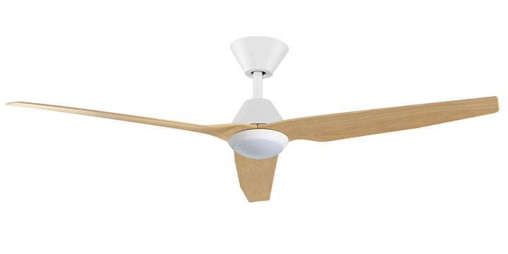 Fanco Infinity-iD 54" Smart DC Ceiling Fan with LED Light and Remote | White & Beechwood