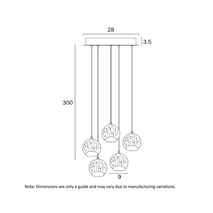 Telbix Segovia 5 Light LED Pendant | Chrome