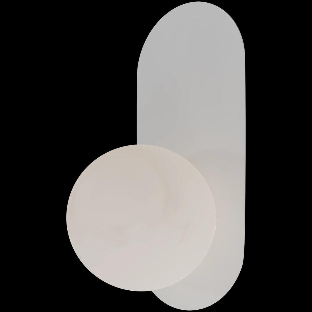 Calibo Crest Alabaster Glass 140mm Orb Wall Light Oval Plate 320mm | White