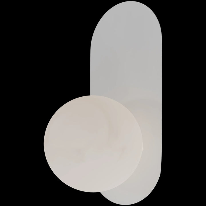 Calibo Crest Alabaster Glass 140mm Orb Wall Light Oval Plate 320mm | White