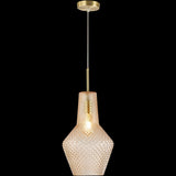 Calibo Avian Diamond Cut Glass 1 Light Pendant | Gold and Amber