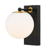 Telbix Marsten Opal Glass Wall Light (E27) | Black
