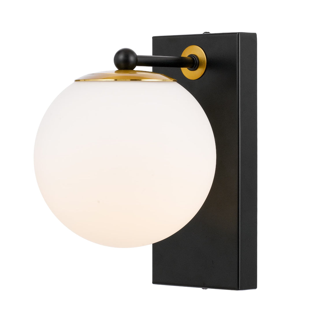 Telbix Marsten Opal Glass Wall Light (E27) | Black