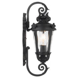 Telbix Pedral Classic Lantern-Style Outdoor Wall Light with Textured Glass | Black