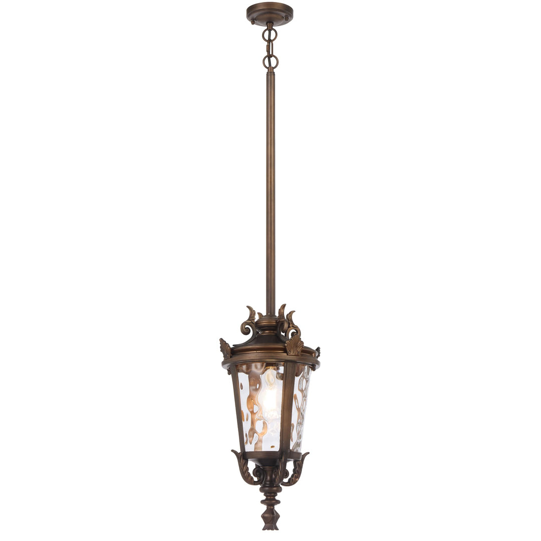 Telbix Pedral Large Outdoor Lantern Pendant with Textured Glass and Multiple Suspension | Bronze