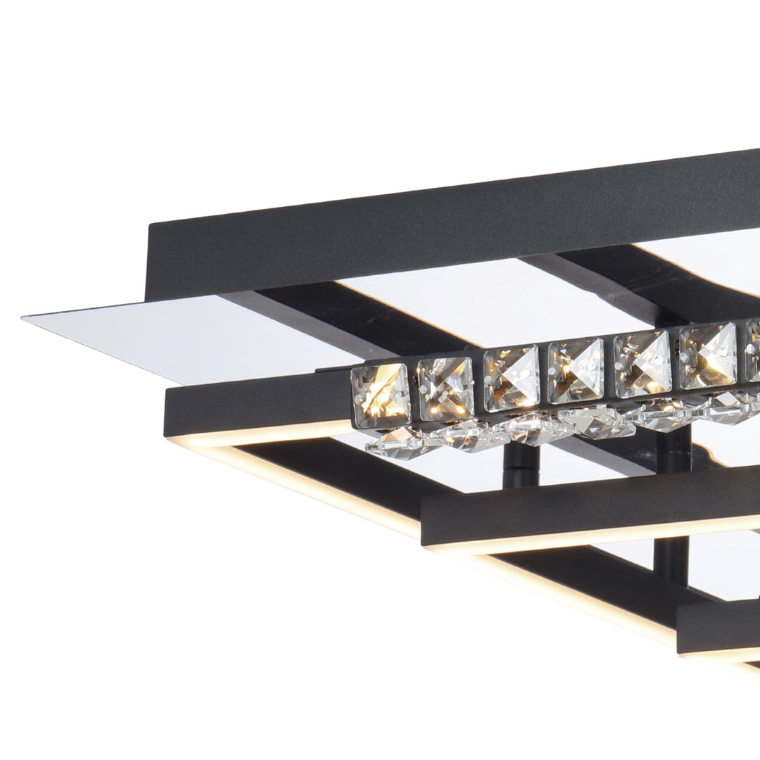 Telbix Zafra Tricolour LED Square CTC Light with Crystals | Black