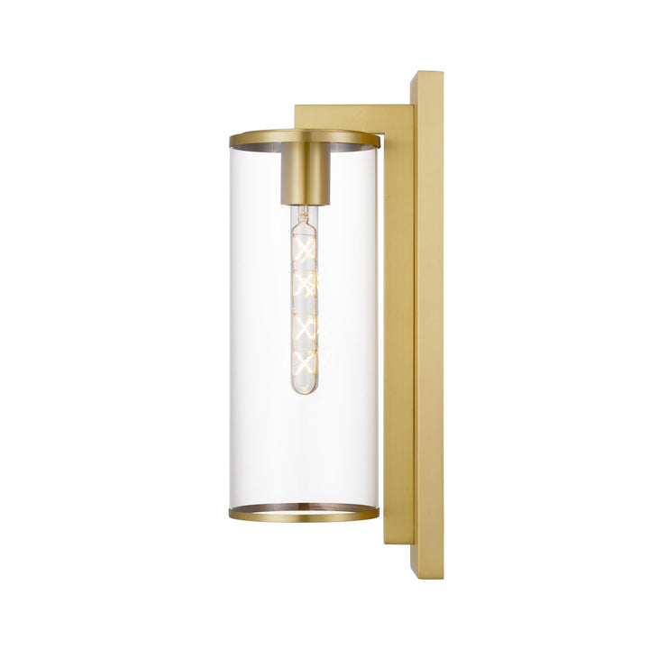 Large Telbix Perova IP44 Industrial Wall Light | Natural Brass