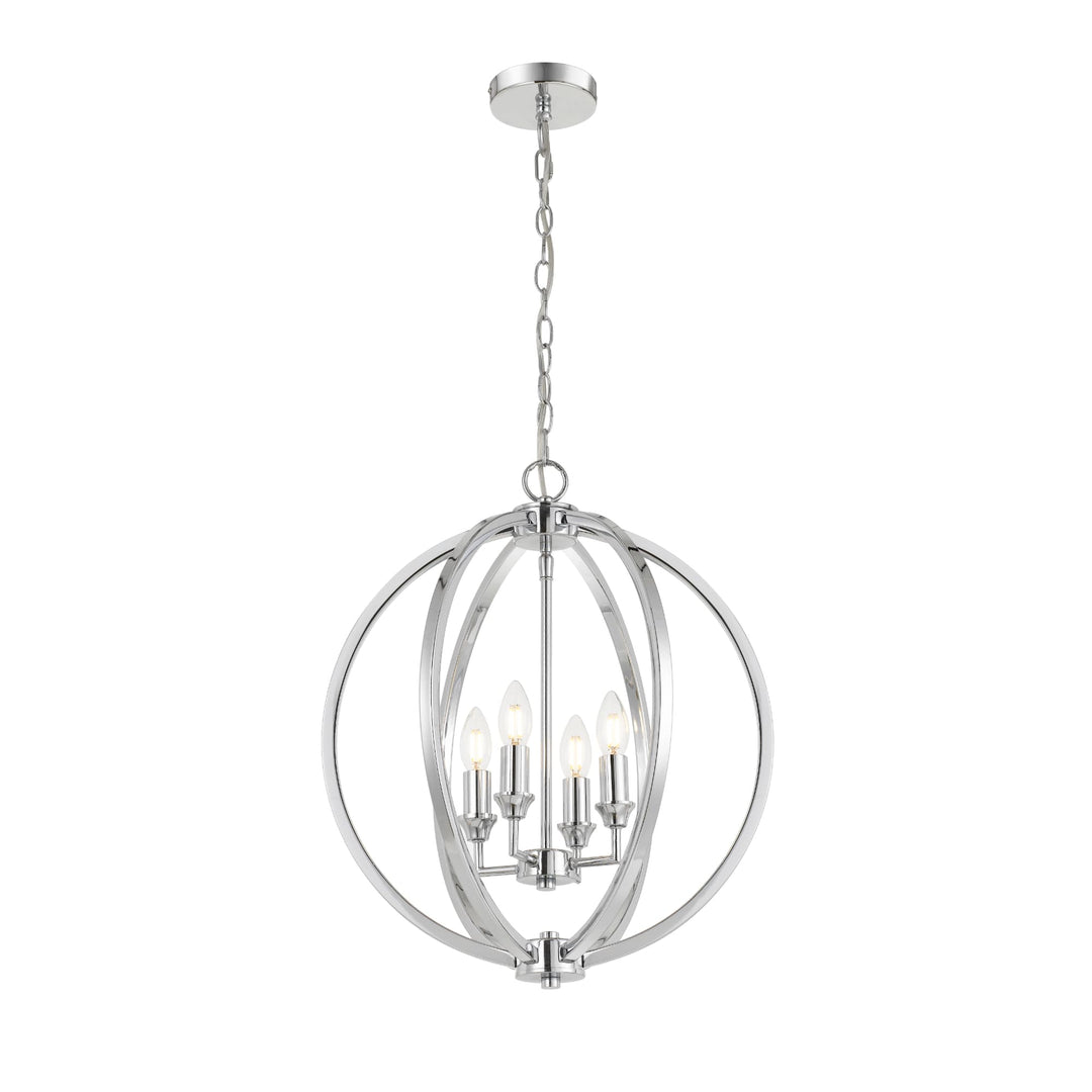 Telbix Kendall 4 Light Cage Metal Pendant Light (E14) | Chrome