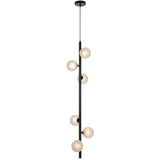 Telbix Black Elson 6 Light Pendant Light | Frost Tear