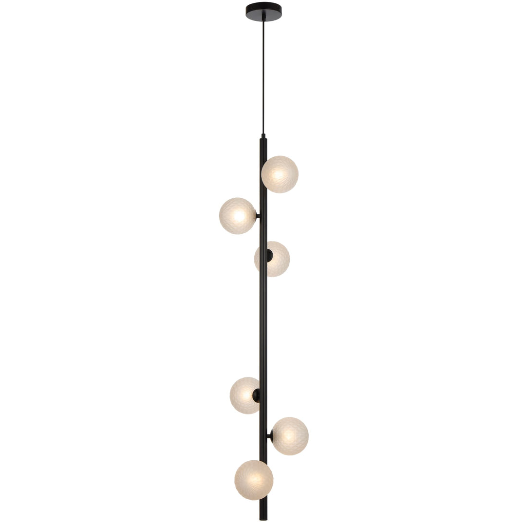 Telbix Black Elson 6 Light Pendant Light | Frost Tear