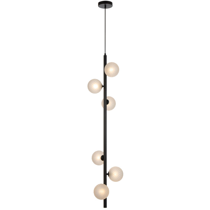 Telbix Black Elson 6 Light Pendant Light | Frost Tear