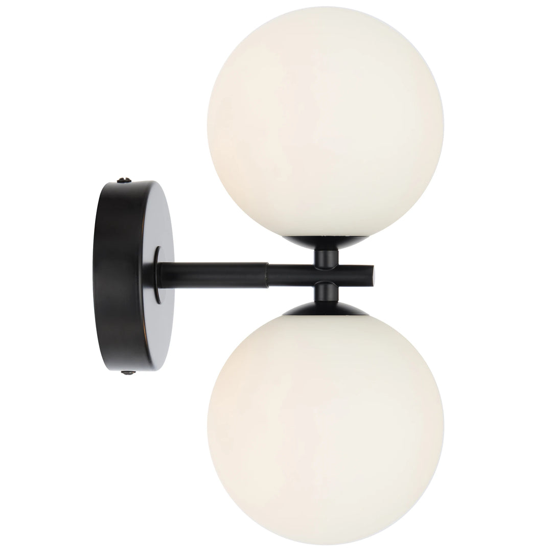 Telbix Black Felton 2 Light Wall Light | Opal Matt