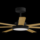 Calibo Alula 60" (1524mm) 7 Blade Indoor/Outdoor DC Ceiling Fan with 24W Light & Remote | Black & Teak