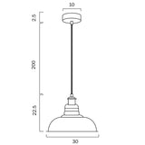 Telbix Hertel 1 Light 300mm Pendant Light | Black & Amber