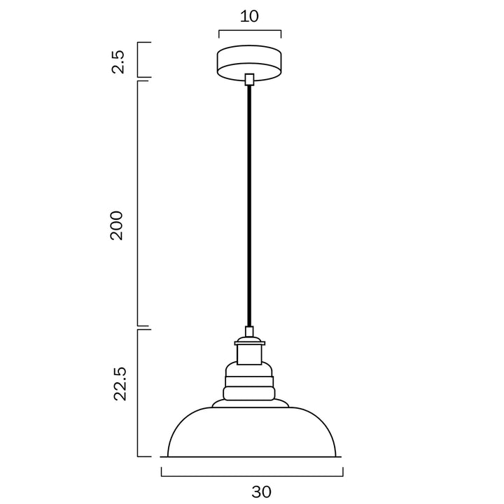 Telbix Hertel 1 Light 300mm Pendant Light | Black & Amber