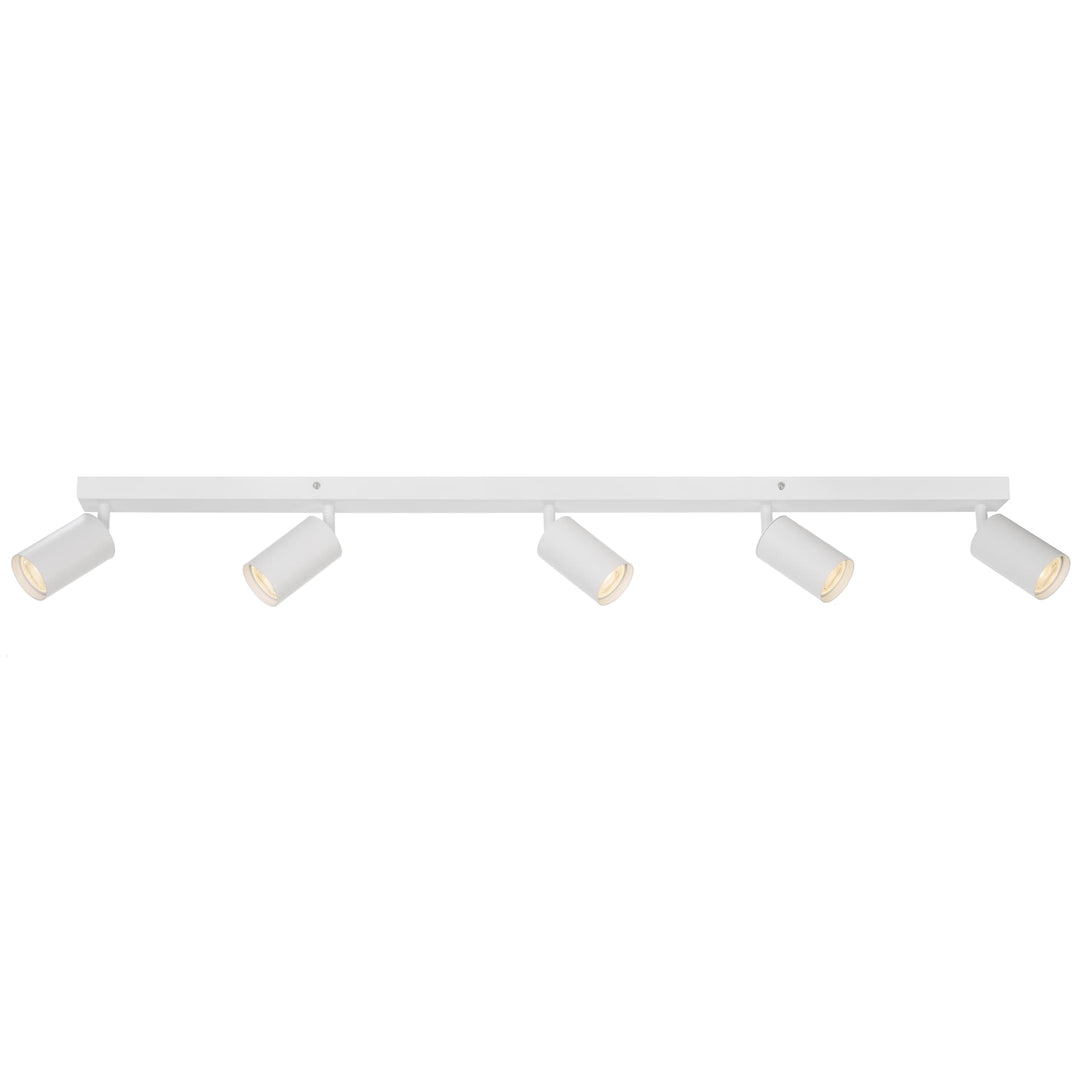 Telbix Picard 5 Light Minimalist Bar Spotlight with Rotatable Heads | White