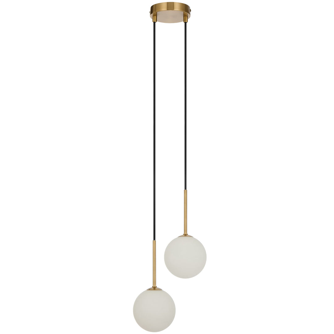 Telbix Gaston Antique Gold 2 Light Pendant Light | Opal Matt