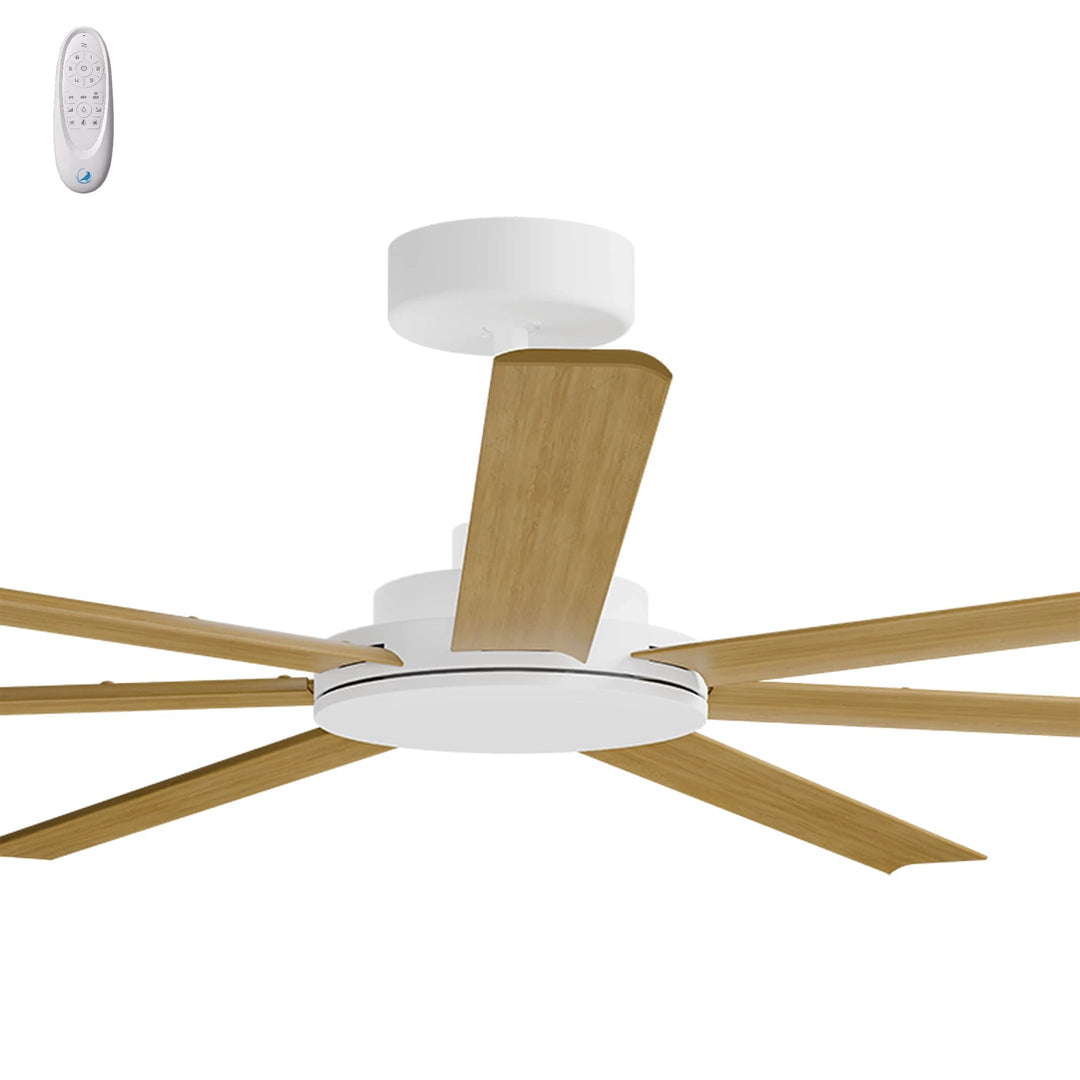 Calibo Alula 80" (2032mm) 7 Blade Indoor/Outdoor DC Ceiling Fan & Remote | White & Teak
