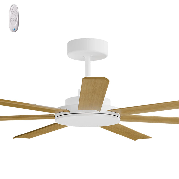 Calibo Alula 60" (1524mm) 7 Blade Indoor/Outdoor DC Ceiling Fan & Remote | White & Teak