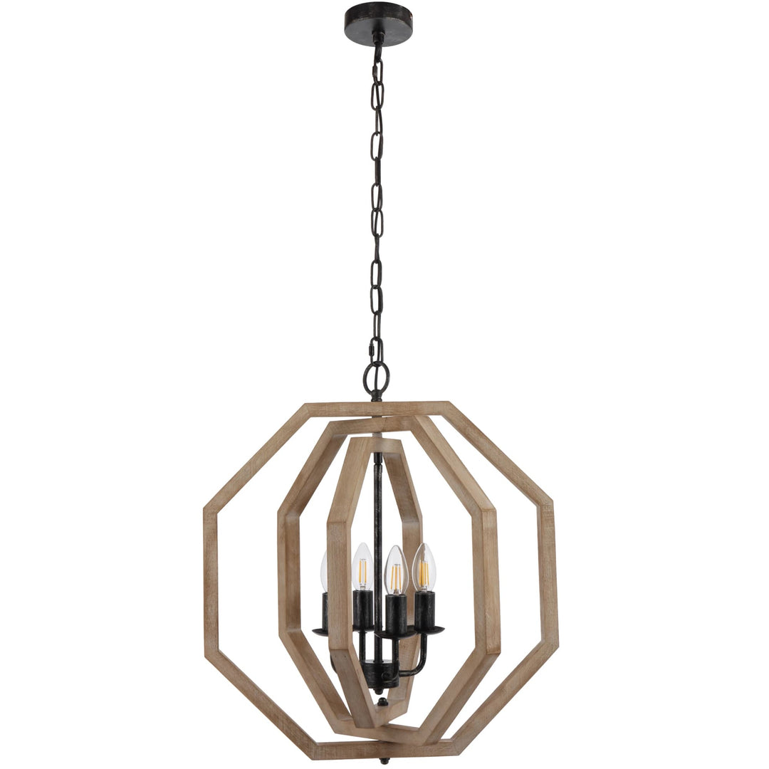 Telbix Indio 4 Light Pendant Light | Black & Timber