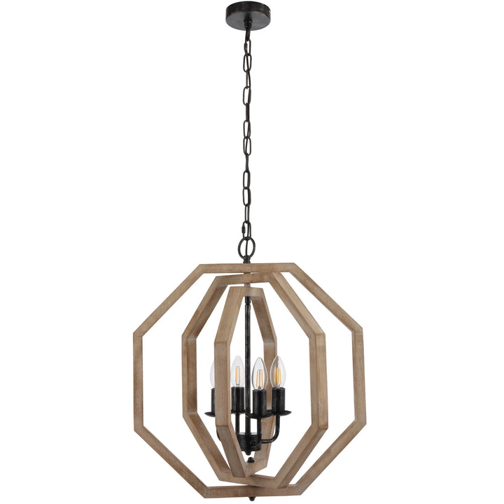 Telbix Indio 4 Light Pendant Light | Black & Timber