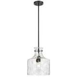 Telbix Perron Modern Glass Pendant with Dimpled Decanter-Inspired Shade | Black