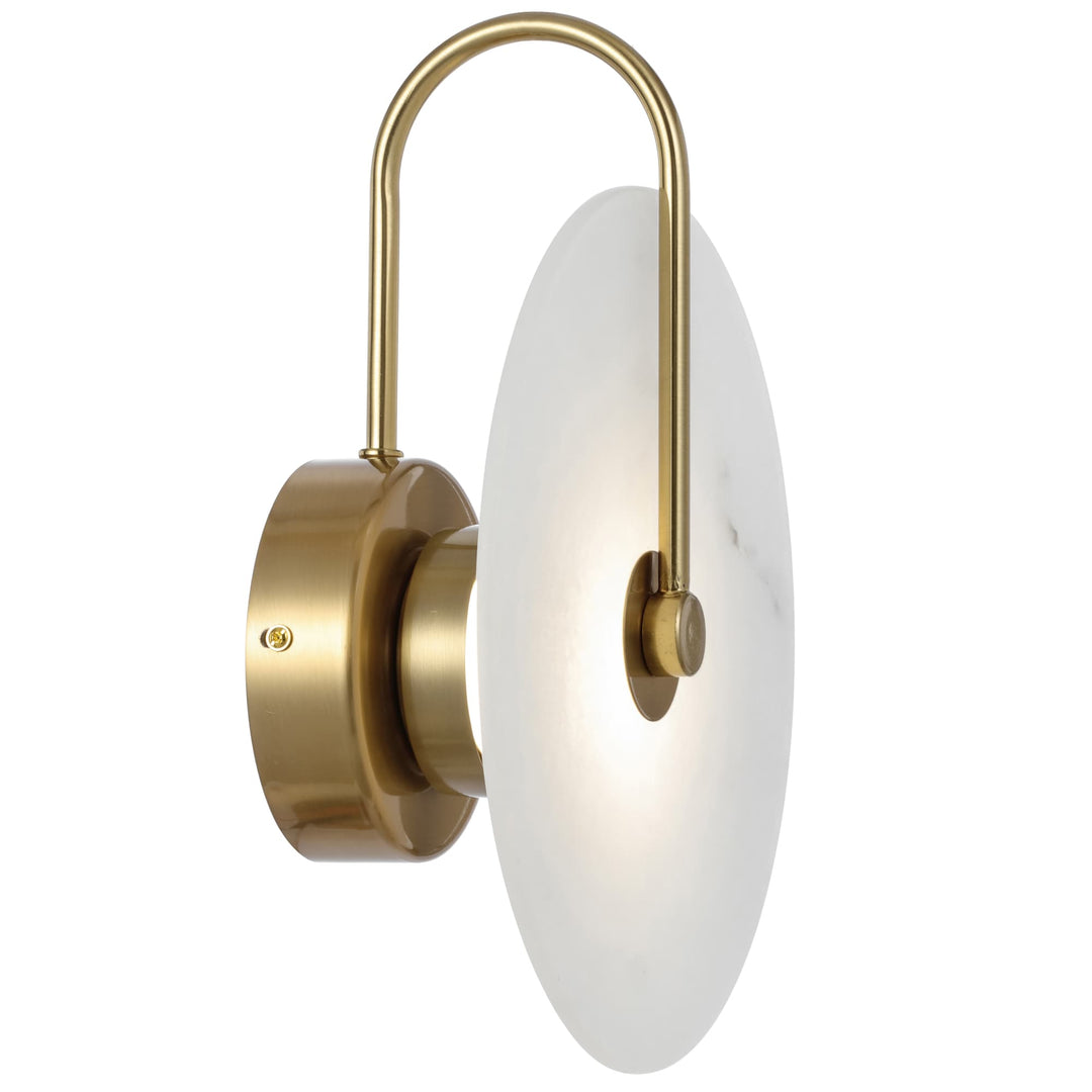 Telbix Zonder Modern Marbled Glass Disc LED Indoor Wall Light | Antique Gold