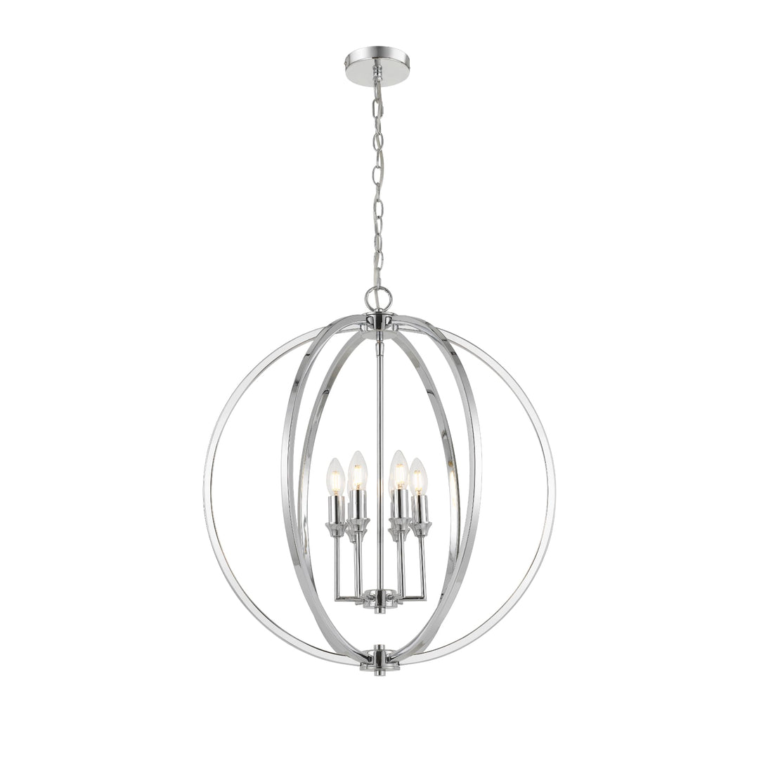 Telbix Kendall 6 Light Cage Metal Pendant Light (E14) | Chrome