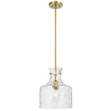 Telbix Perron Modern Glass Pendant with Dimpled Decanter-Inspired Shade | Antique Gold