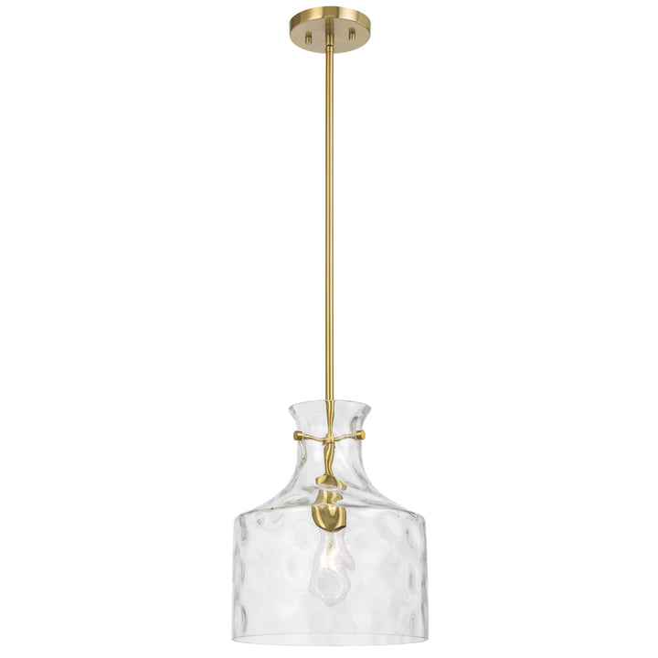 Telbix Perron Modern Glass Pendant with Dimpled Decanter-Inspired Shade | Antique Gold