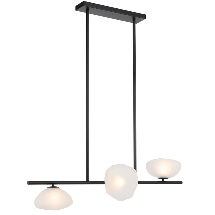Telbix Zecca 3 Light Bar Pendant | Black & Frost Glass