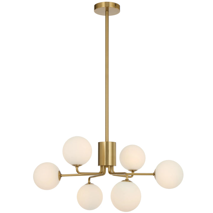 Telbix Antique Gold Felton 6 Light Pendant | Opal Matt