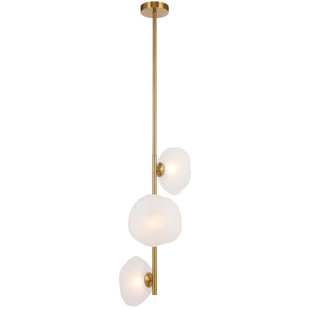 Telbix Zecca 3 Light Vertical Pendant | Antique Gold and Frost