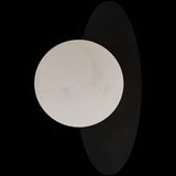 Calibo Crest Alabaster Glass 140mm Orb Wall Light Oval Plate 300mm | Black