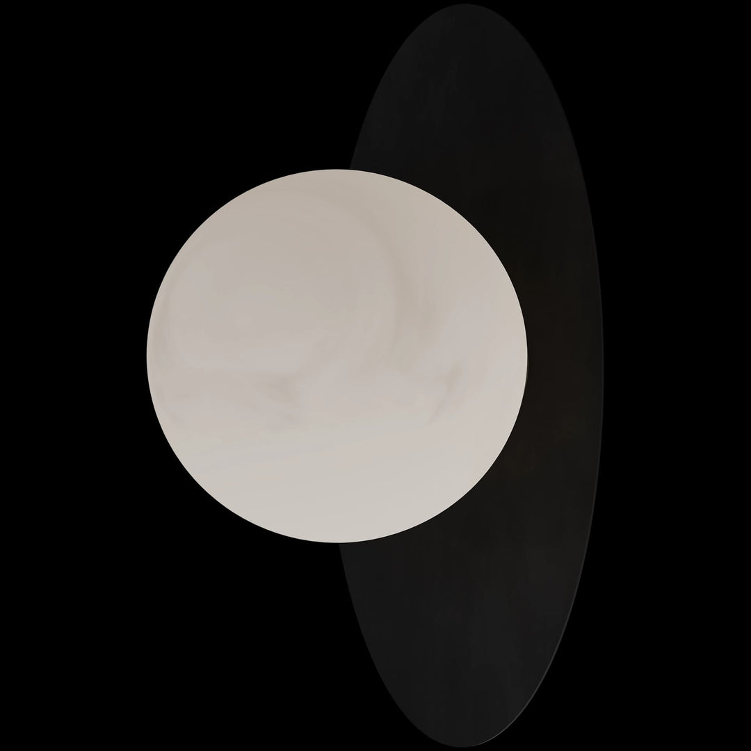 Calibo Crest Alabaster Glass 140mm Orb Wall Light Oval Plate 300mm | Black