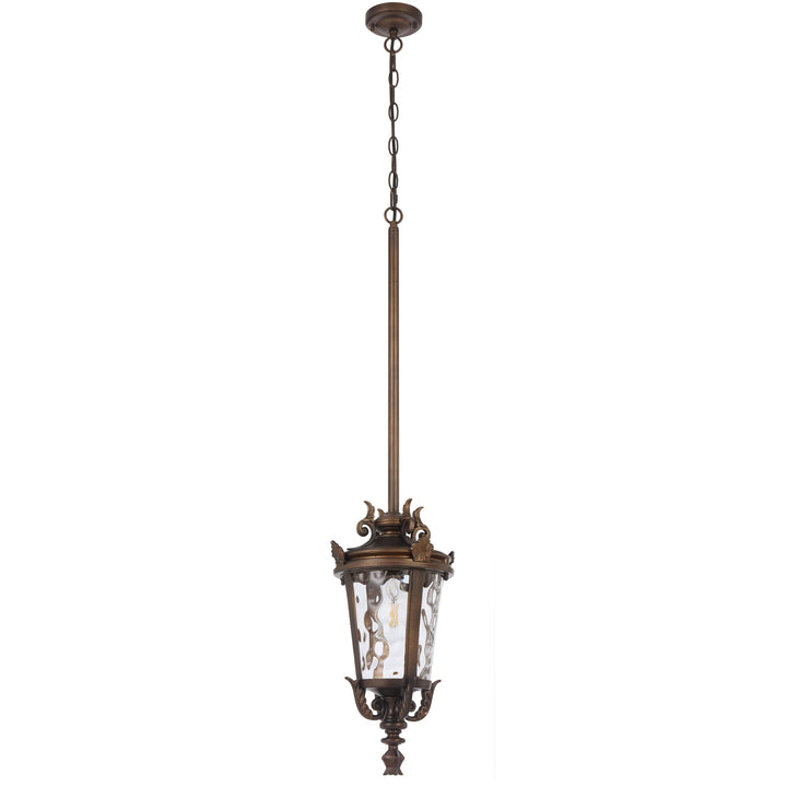 Telbix Pedral Large Outdoor Lantern Pendant with Textured Glass and Multiple Suspension | Bronze