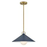 Hinkley Milo 1 Light Pendant by Lark | Lacquered Brass & Matte Navy