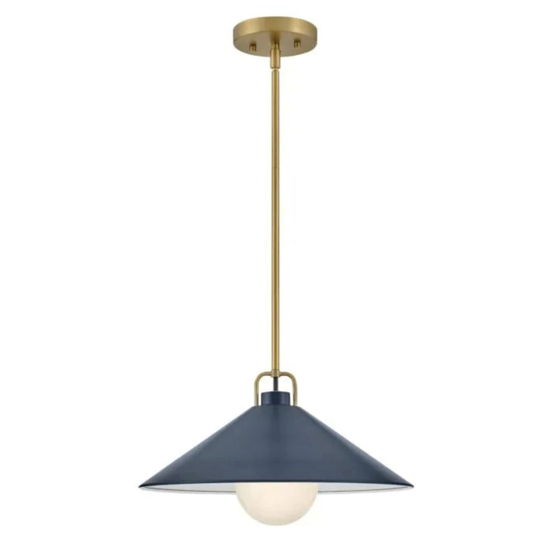 Hinkley Milo 1 Light Pendant by Lark | Lacquered Brass & Matte Navy