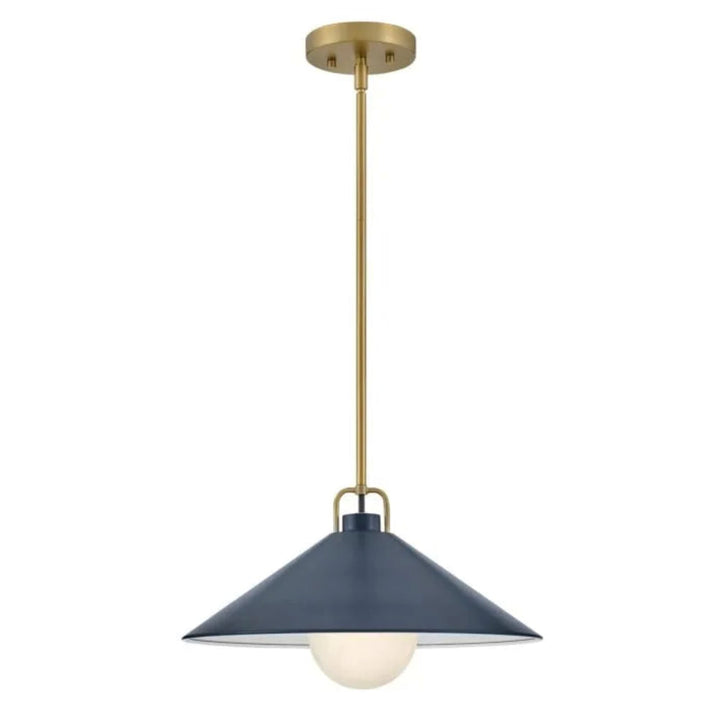 Hinkley Milo 1 Light Pendant by Lark | Lacquered Brass & Matte Navy