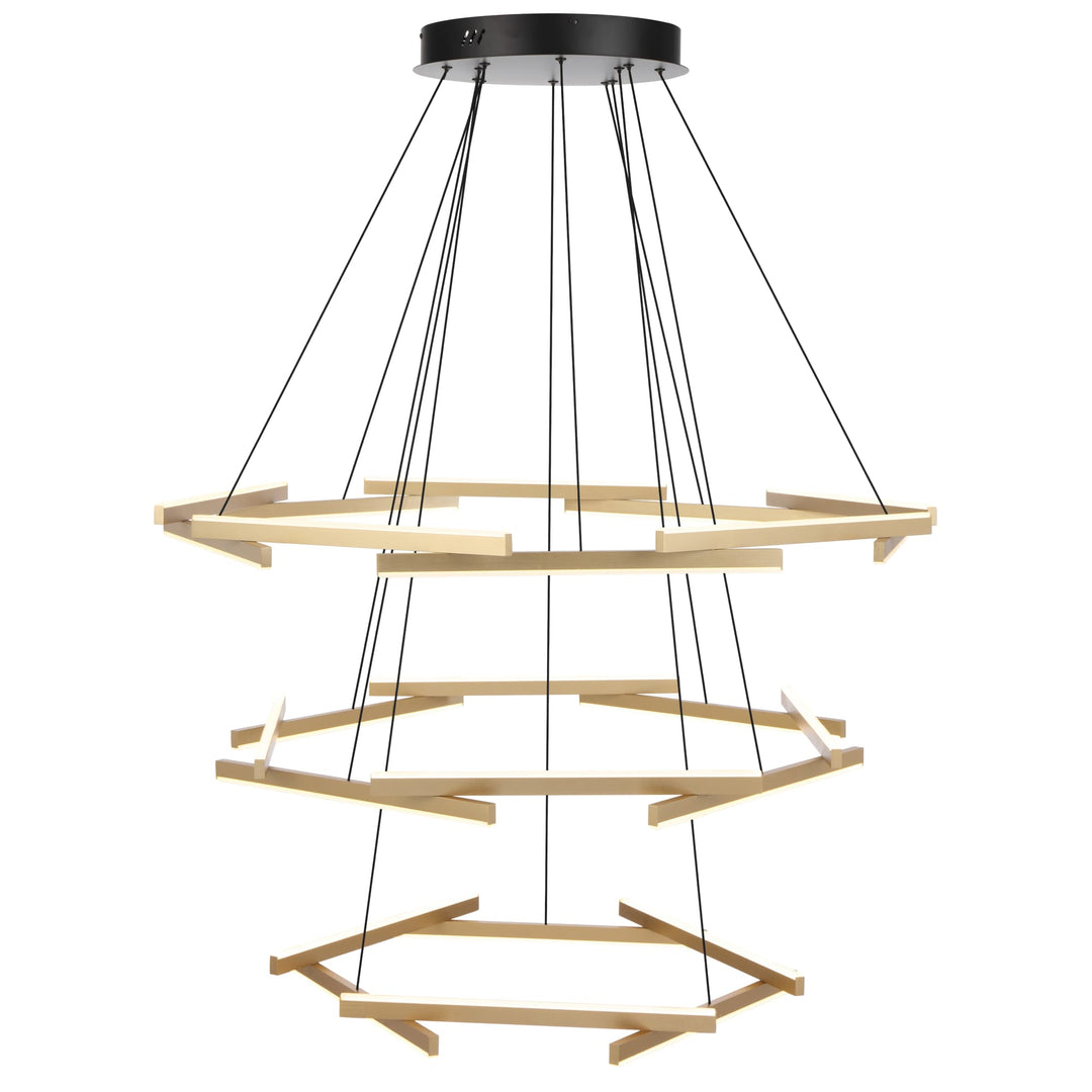 Telbix Tarson 3 Tier LED Pendant | Black and Gold