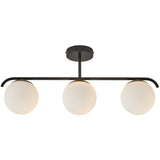 Nordlux Grant Globe 3 Light Opal Glass Ceiling Light | Black