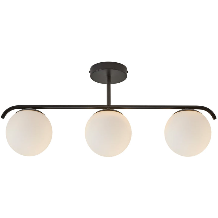 Nordlux Grant Globe 3 Light Opal Glass Ceiling Light | Black