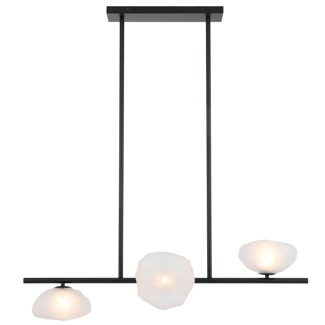 Telbix Zecca 3 Light Bar Pendant | Black & Frost Glass