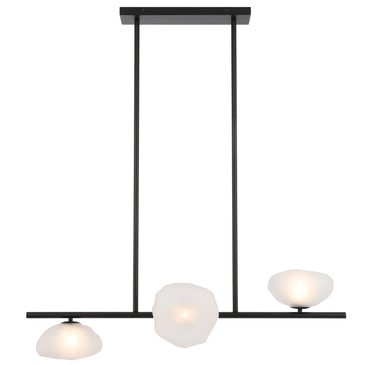 Telbix Zecca 3 Light Bar Pendant | Black & Frost Glass