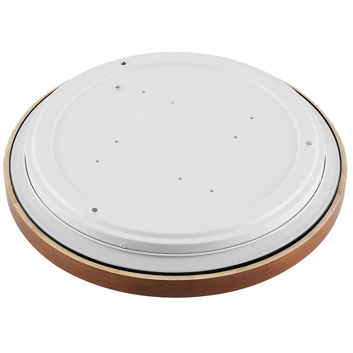 Telbix Orlin Tricolour LED Round Oyster Light with Wood Accent | Medium