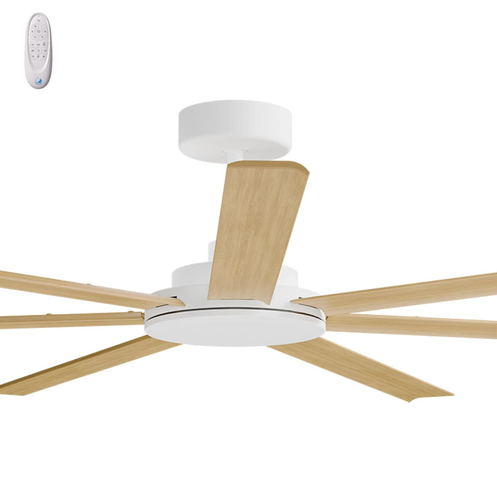 Calibo Alula 80" (2032mm) 7 Blade Indoor/Outdoor DC Ceiling Fan & Remote | White & Bamboo